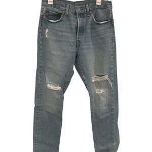 Levi's Women's Straight Blue Distressed Jeans